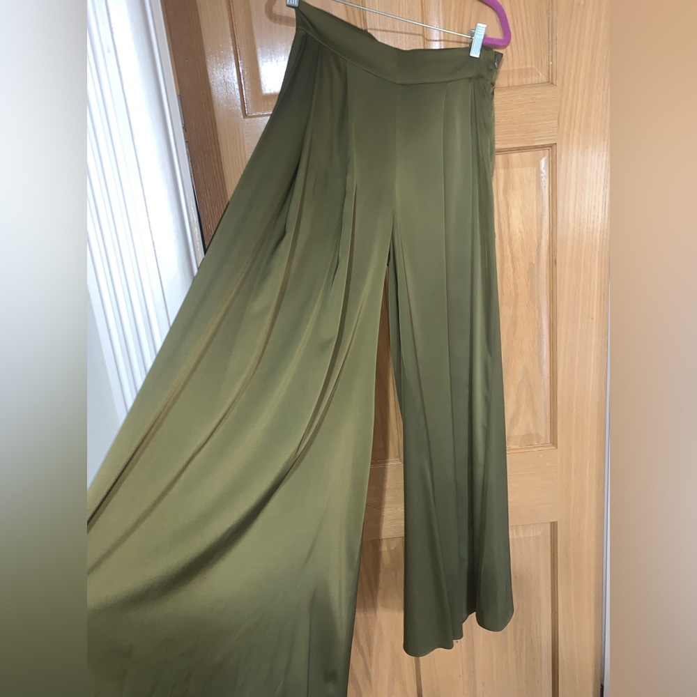 NAKED WARDROBE • High Wasted Silk Wide Leg Pants